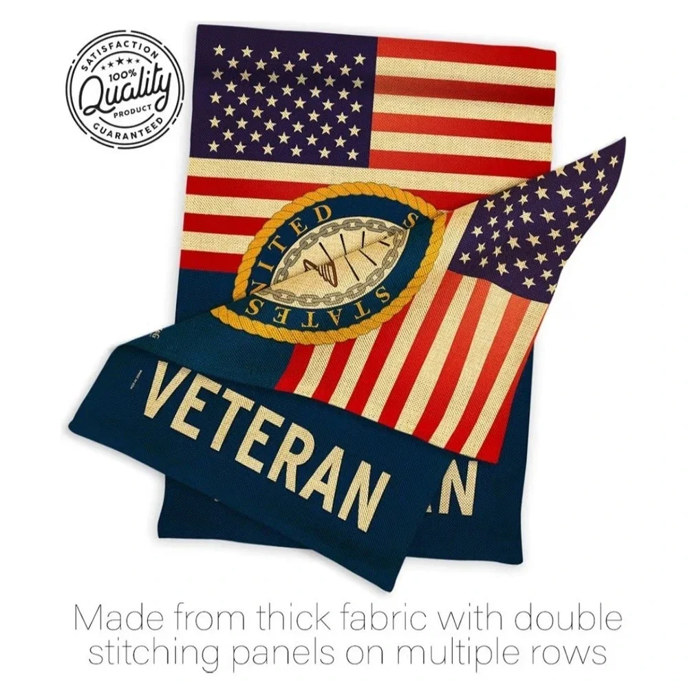 U.S. Navy Veteran Garden Flag Patriotic Military Outdoor Yard Home Decor 13x18.5